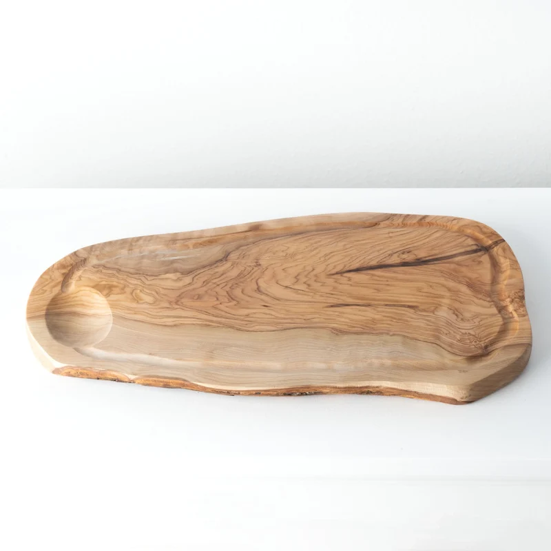 Set de Planches à Découper avec Rainure – Forme Irrégulière – Bois d’Olivier Fait Main (2 Pièces)