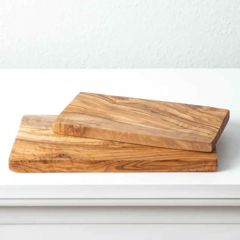Set de Planches à Découper Rectangulaires en Bois d’Olivier Fait Main (2 Pièces)