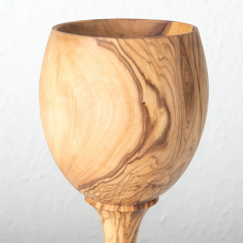 Set de Verres à Vin en Bois d’Olivier Fait Main (4 Pièces)