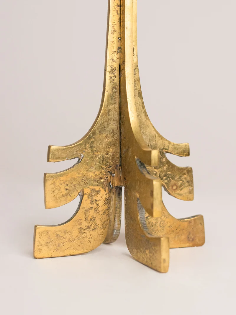 Brutalist Mid Century Brass Candle Holder