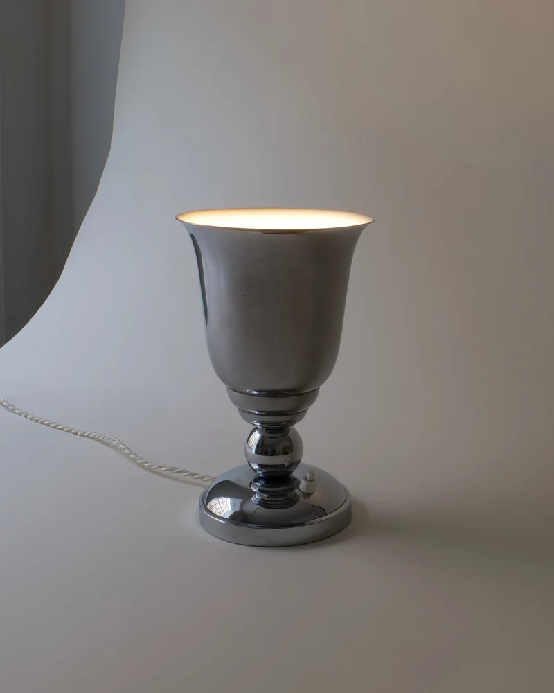 Vintage French Art Deco Uplighter Chrome Table Lamp 1930s