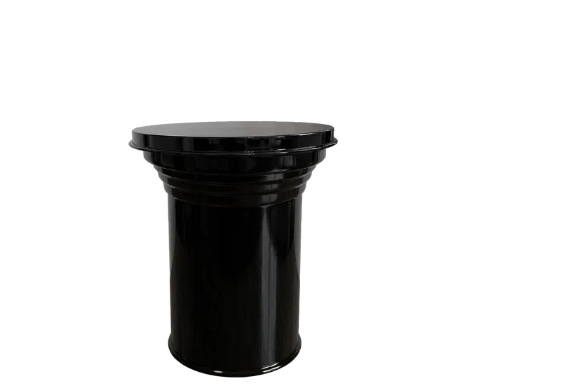 Small Glossy Black Metal Side Table in Aluminium