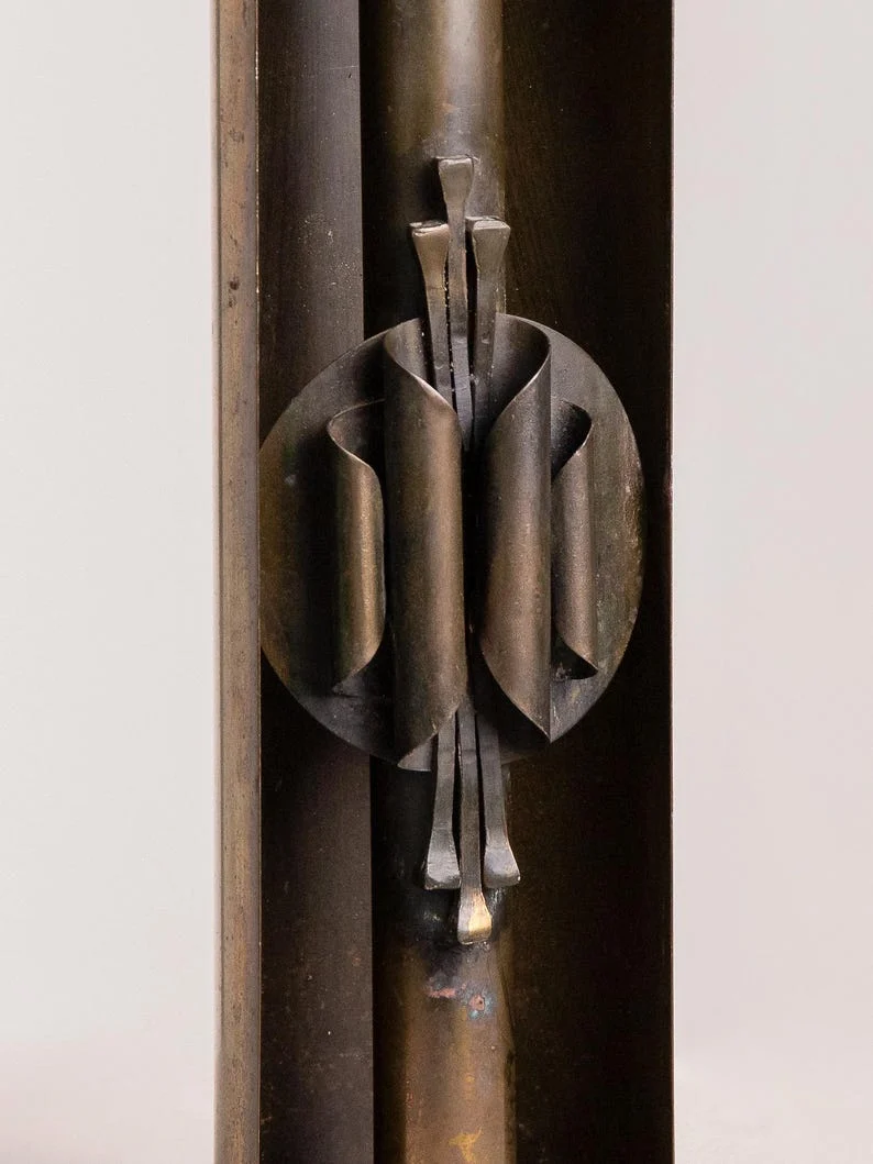 Brutalist Metal Candle Holder by Czesław Palczewski