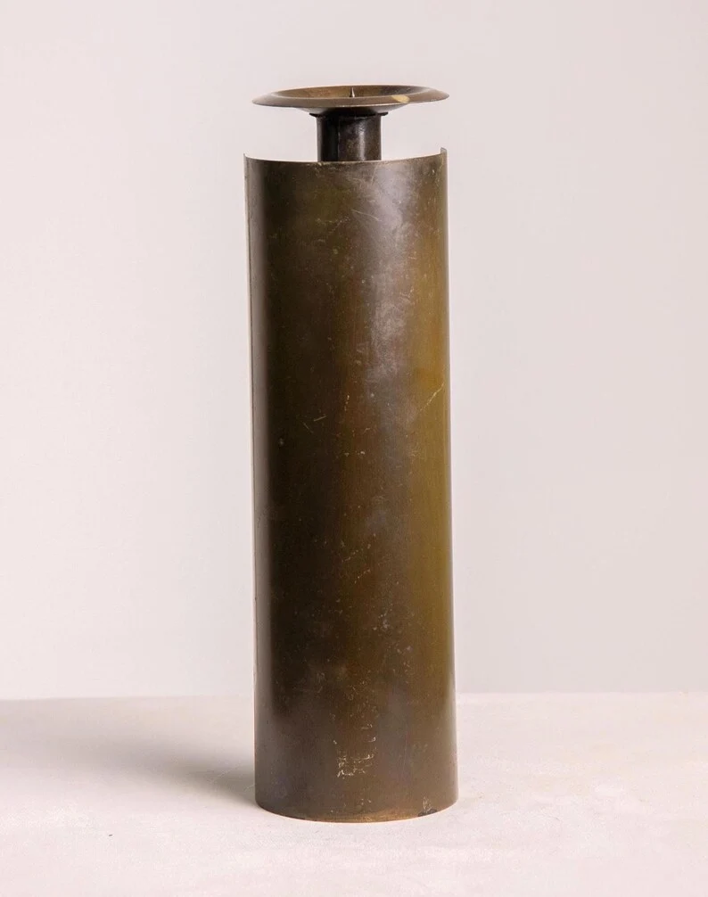 Brutalist Metal Candle Holder by Czesław Palczewski