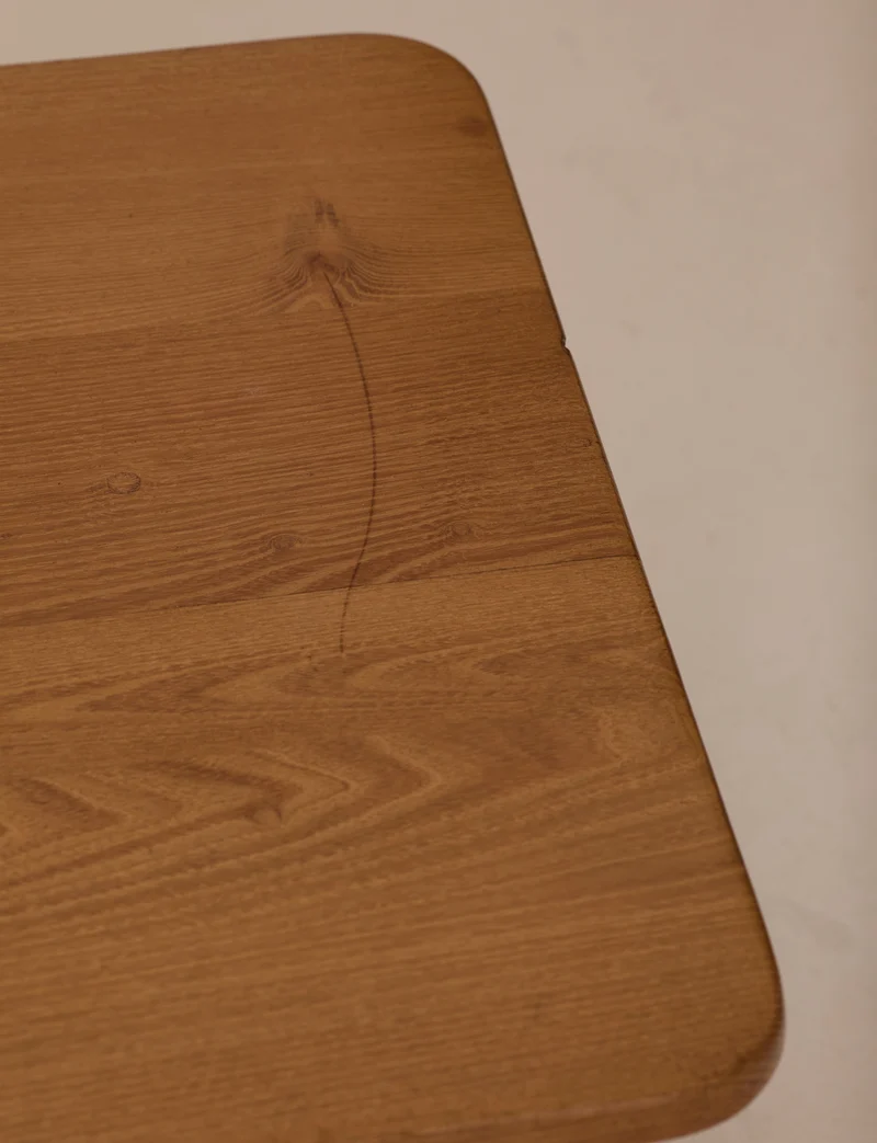 Solid elm coffee table by Alain Gaubert, vintage, France circa 1980