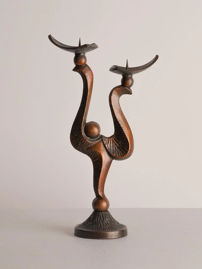 Vintage Polish Metal Candle Holders 1970s- Set of 3
