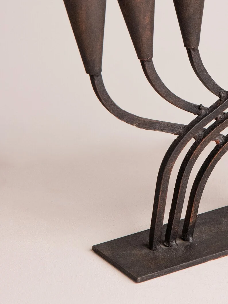 Vintage Cast Iron Candelabra – Mid Century Brutalist