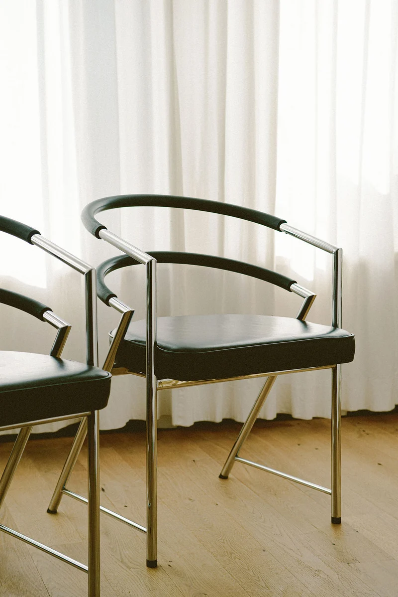 Modernist Chrome Armchair in Leather