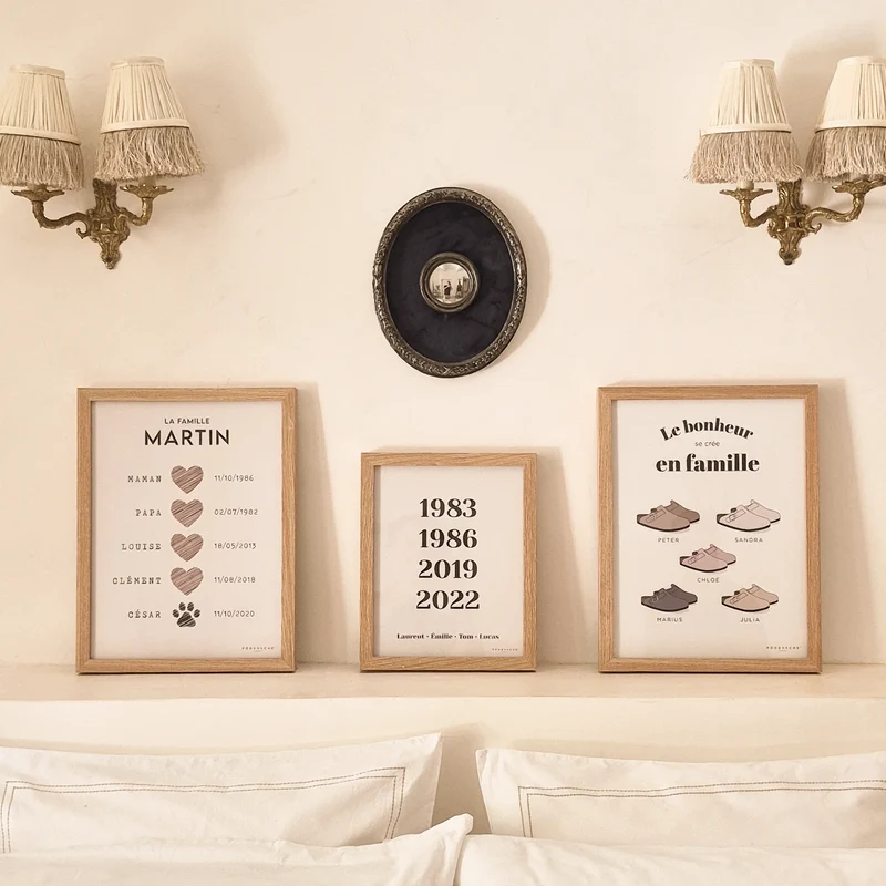 Affiche encadrée personnalisée Dates & Prénoms