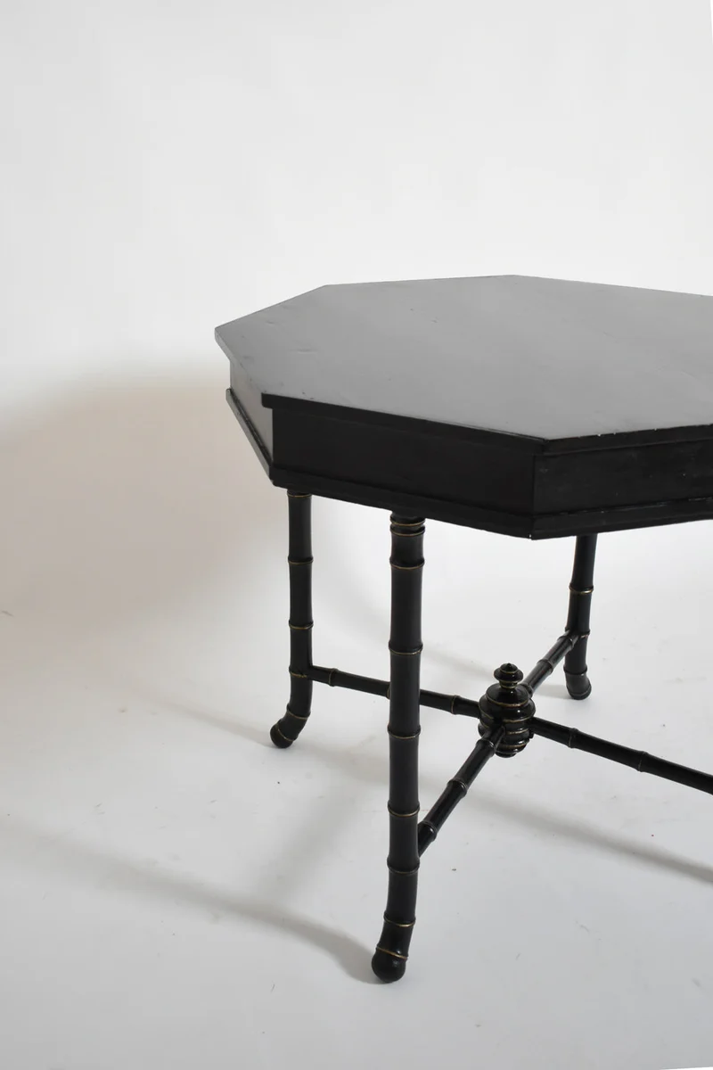 Faux bamboo octogonal table, 1910s