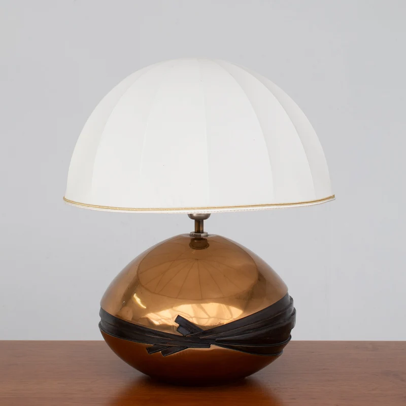 Vintage Brass Table Lamps in Fabric and Textile by Esa Fedrigolli for Esart, 1980s