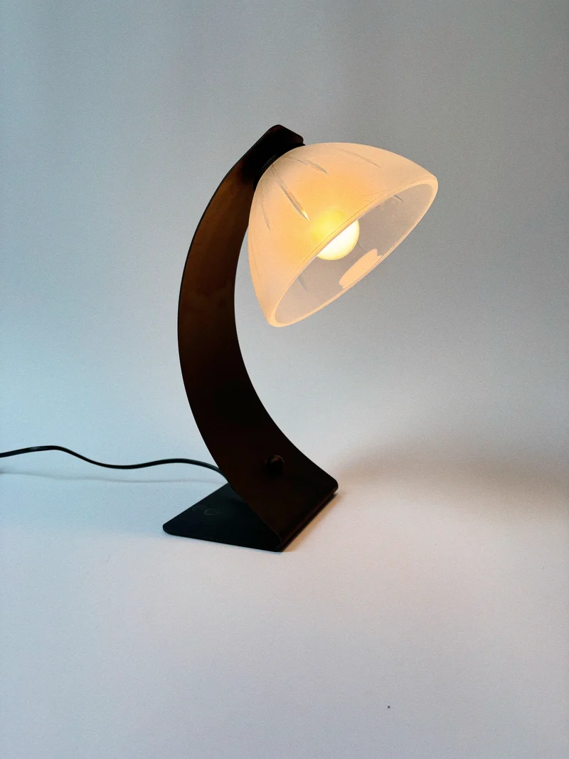Vintage Arched Metal and Glass Table Lamp, Italy c. 1990’s - 2000’s, 1990s