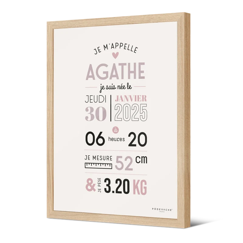 Affiche encadrée personnalisée Je M'appelle Girl
