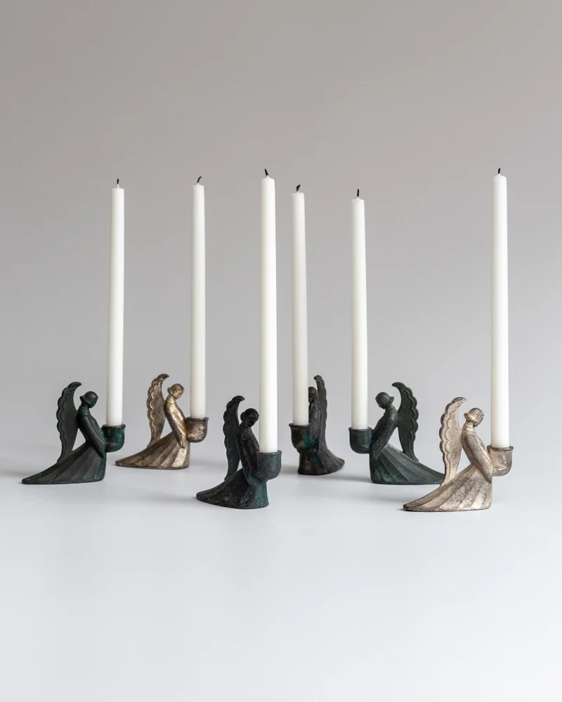 Set of Swedish Art Deco Figural Angel Candlesticks