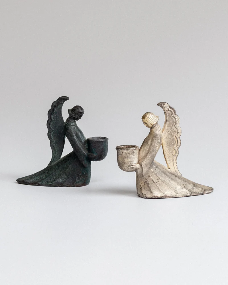 Set of Swedish Art Deco Figural Angel Candlesticks