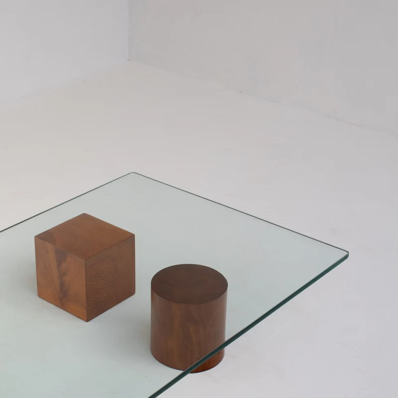 Vintage Coffee Table in Wood and Glass