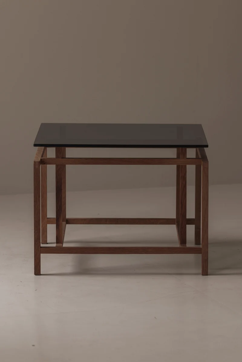 Elegant geometric oak side table by Henning Nørgaard for Komfort Møbler, Denmark 1970s