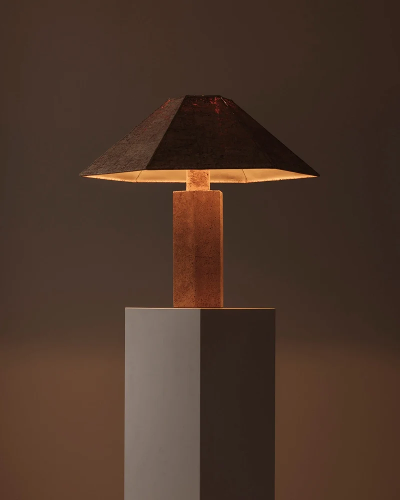 Hexagonal Cork Table Lamp by Ingo Maurer for M Design, Germany 1970s
