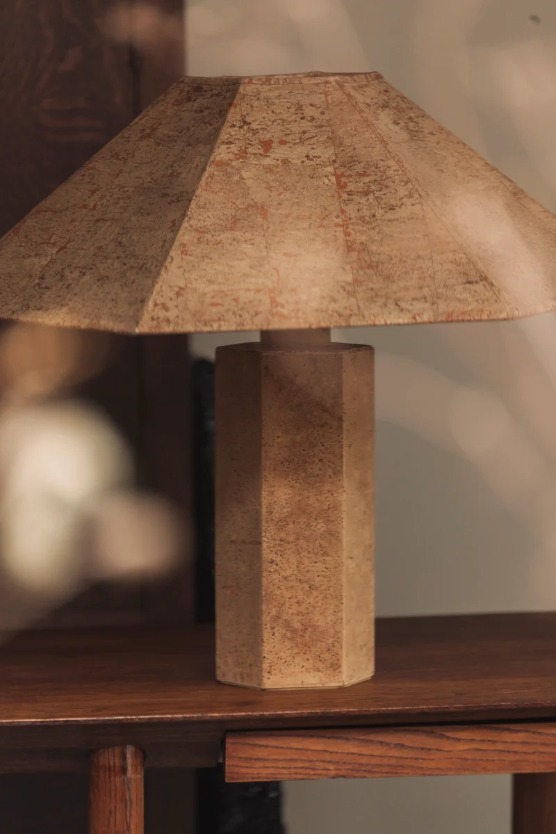 Hexagonal Cork Table Lamp by Ingo Maurer for M Design, Germany 1970s