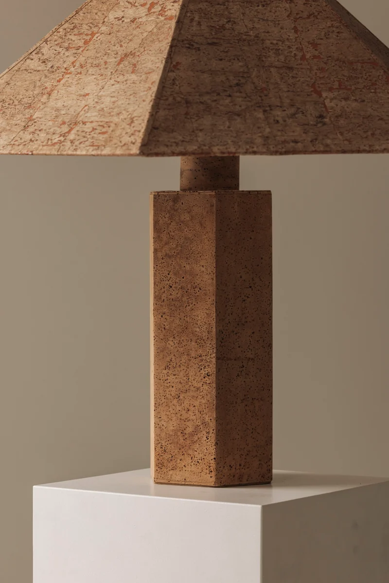 Hexagonal Cork Table Lamp by Ingo Maurer for M Design, Germany 1970s