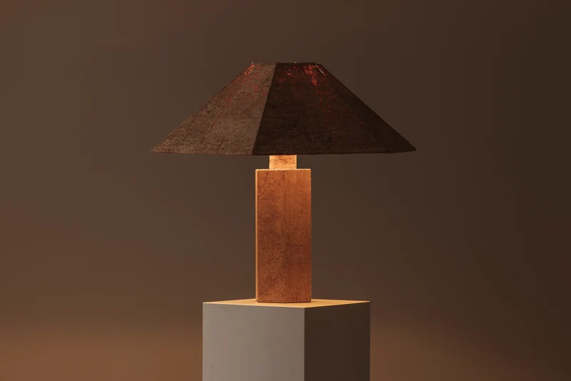 Hexagonal Cork Table Lamp by Ingo Maurer for M Design, Germany 1970s