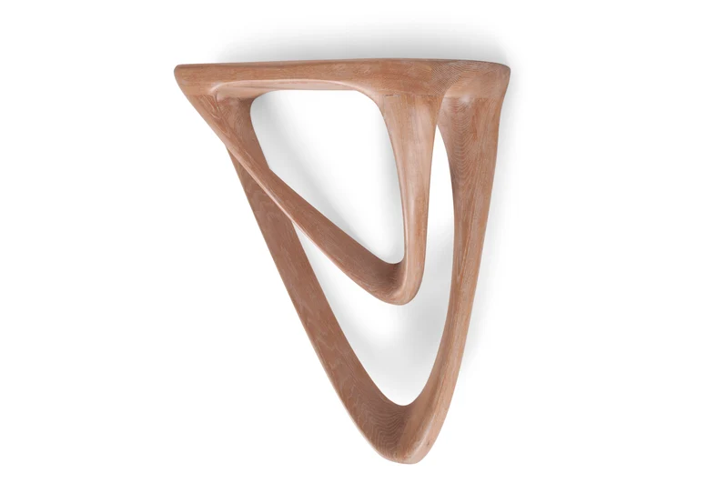 Sculptural Aras Wall mounted console table in White Oak Ceruse
