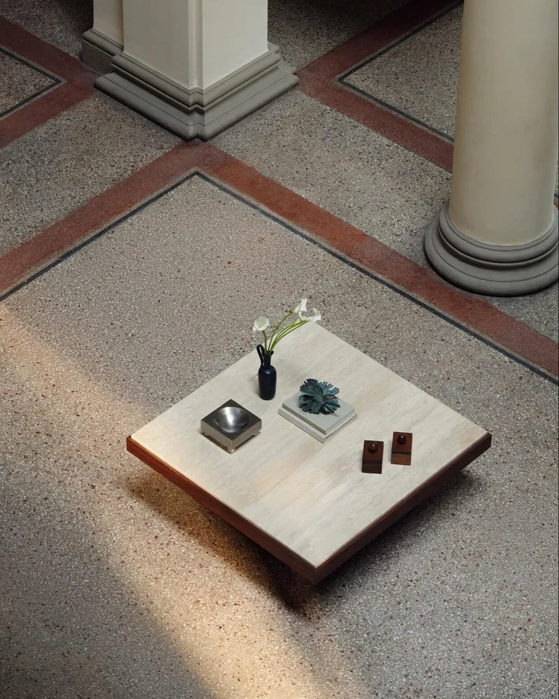 Sofa Table 01 Walnut Wood and Travertine
