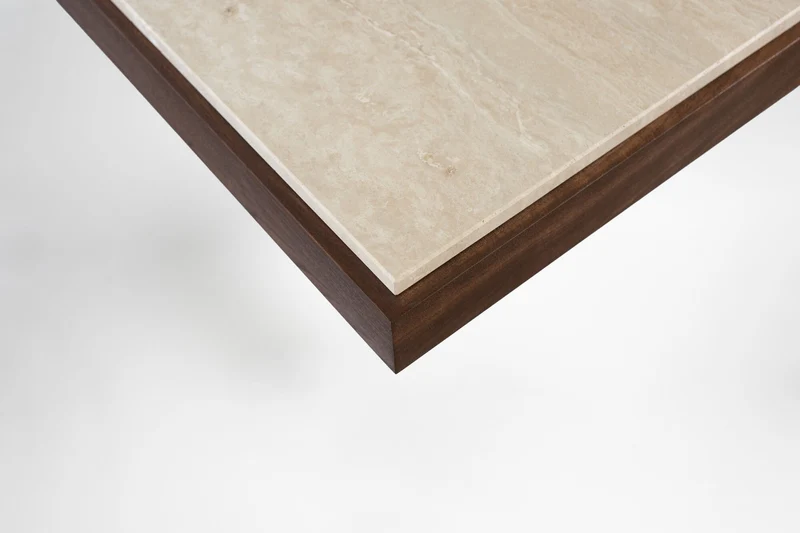 Sofa Table 01 Walnut Wood and Travertine