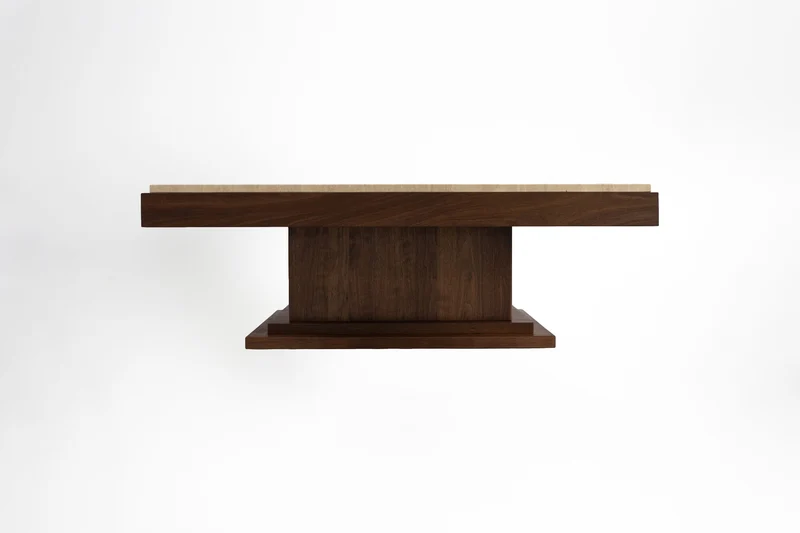 Sofa Table 01 Walnut Wood and Travertine