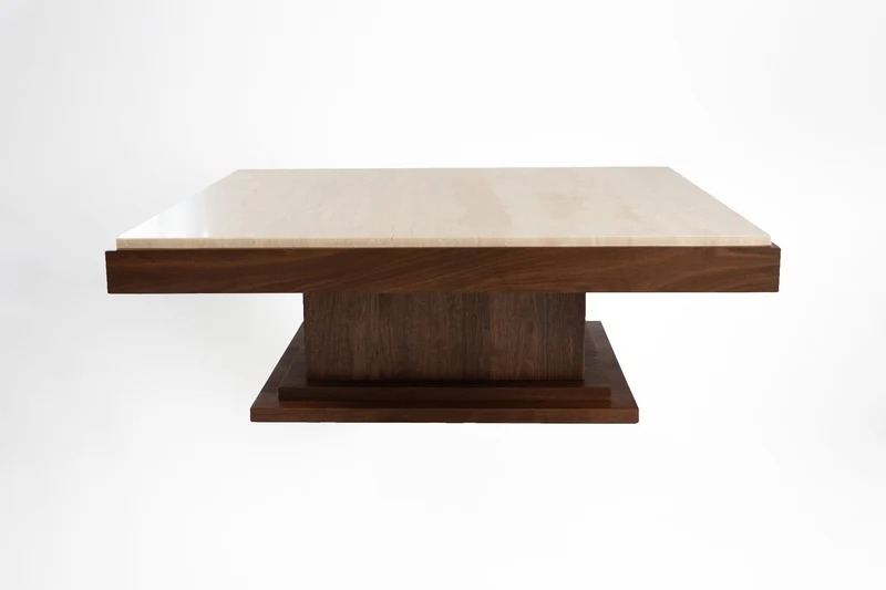 Sofa Table 01 Walnut Wood and Travertine