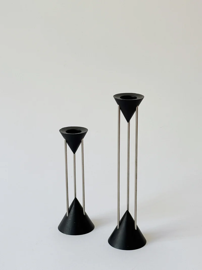 Postmodern Metal Candlesticks, c. 1980's Germany