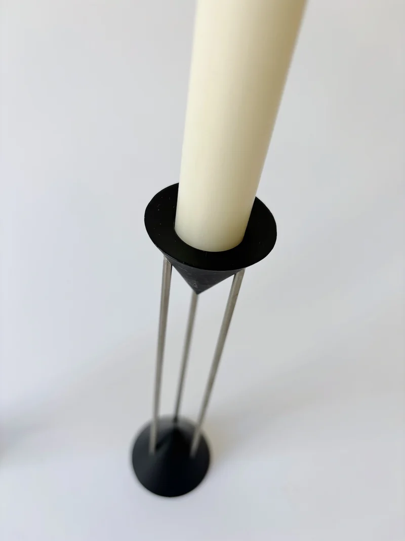 Postmodern Metal Candlesticks, c. 1980's Germany