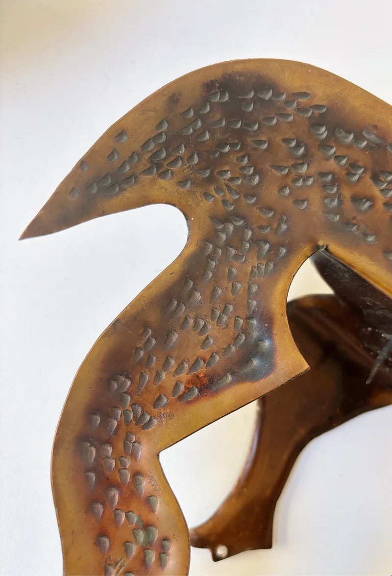 Pair of Torch Cut Metal Wall Candleholders, Poland