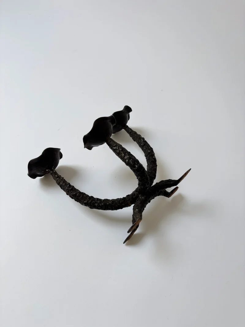 Metal Textured Artisan Candlestick, Poland