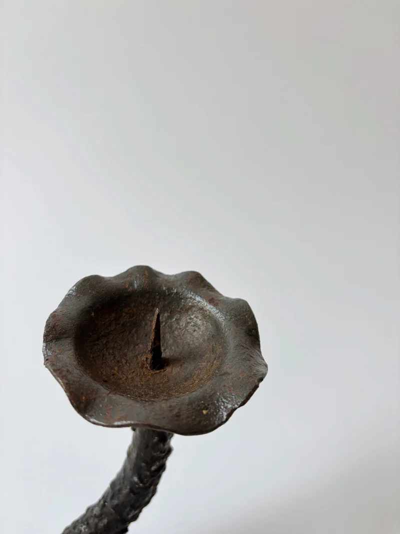 Metal Textured Artisan Candlestick, Poland