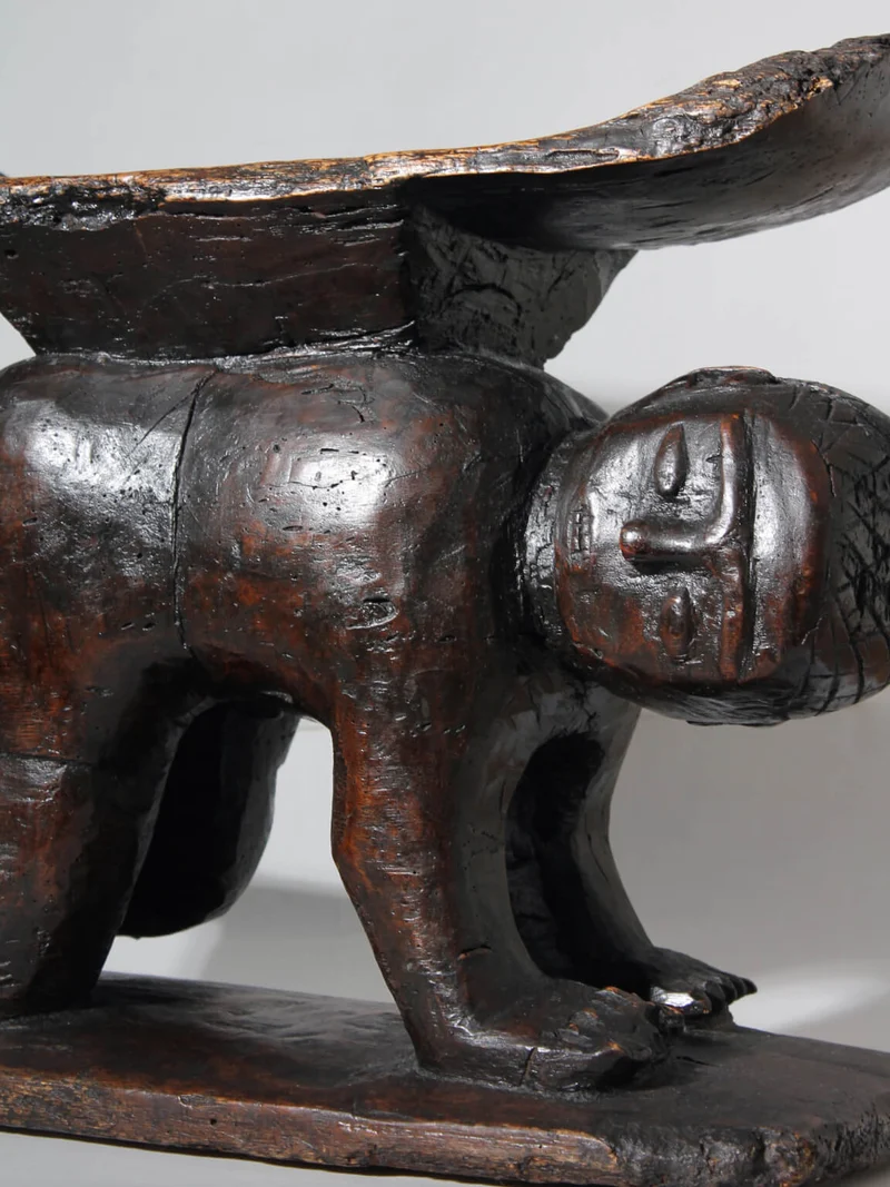 Large African Ashanti Figural Stool
