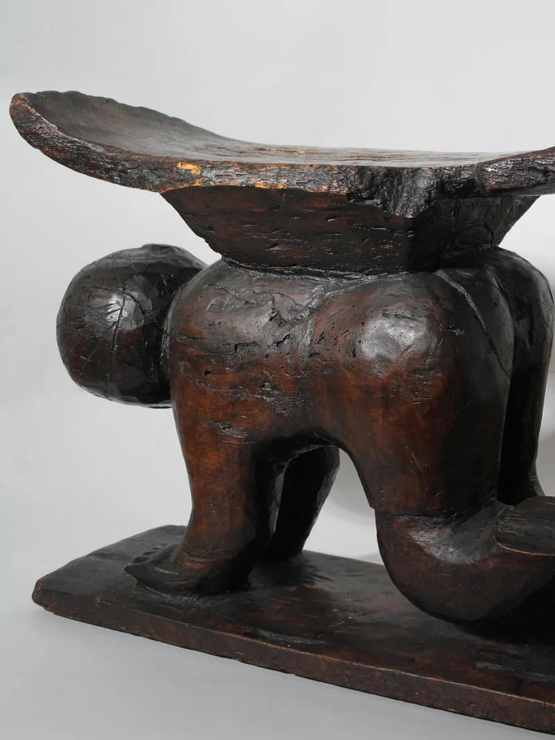 Large African Ashanti Figural Stool