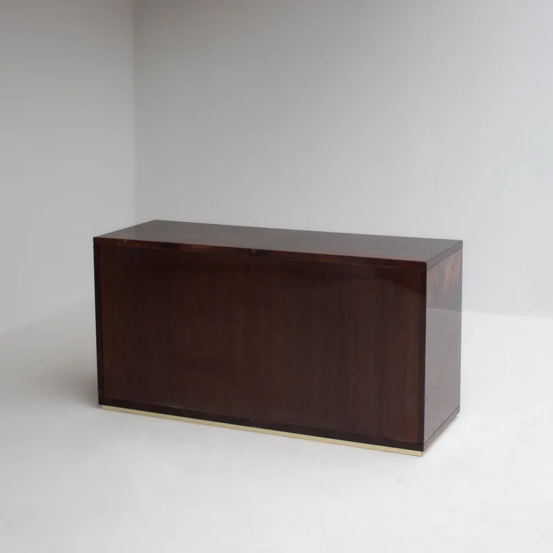 Aldo Tura Cabinet in Brown Lacquer with Brass Details