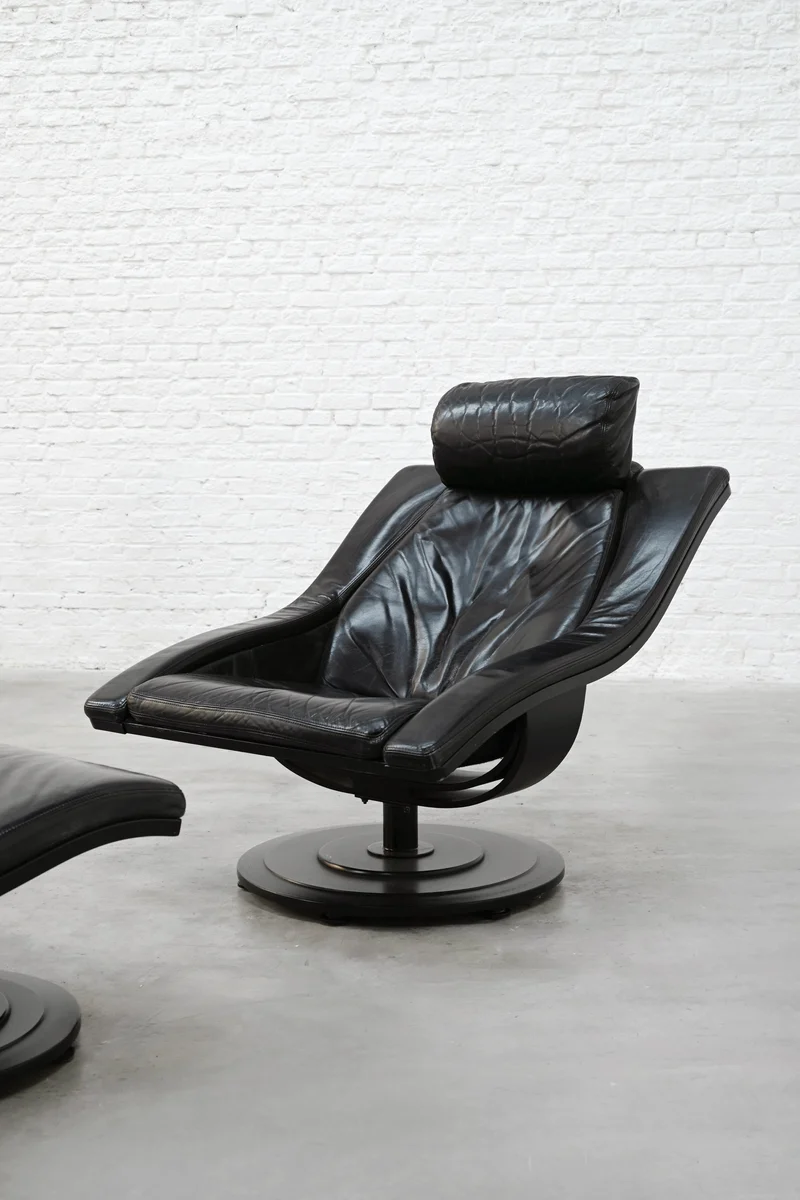 Swivel Lounge Chair and Ottoman by Takashi Okamura for Nelo Möbel Sweden