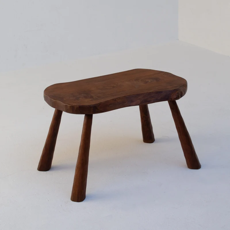 Brutalist Solid Wood Side Table in Oak