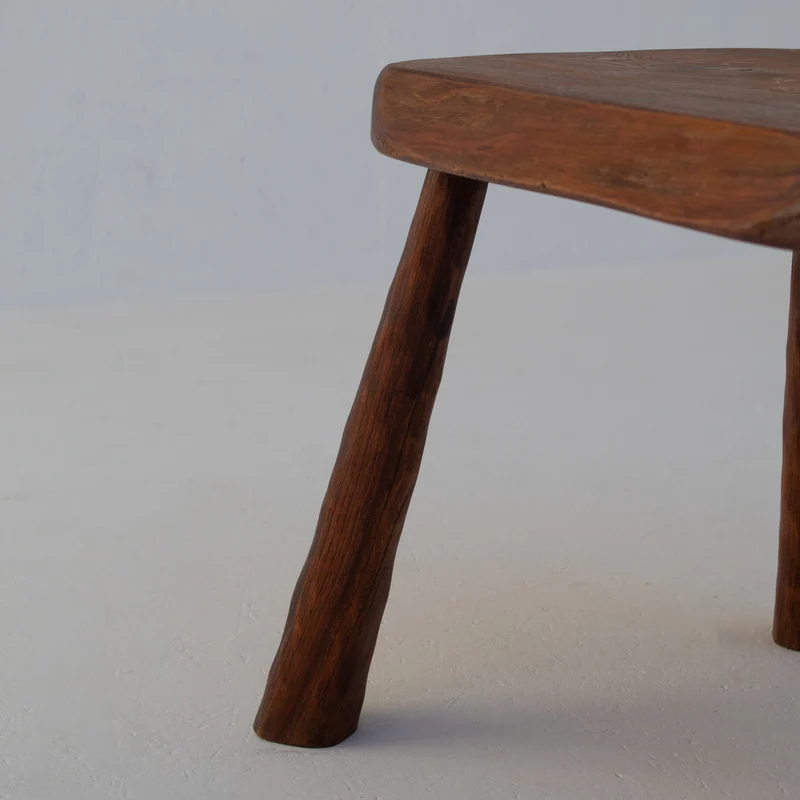 Brutalist Solid Wood Side Table in Oak
