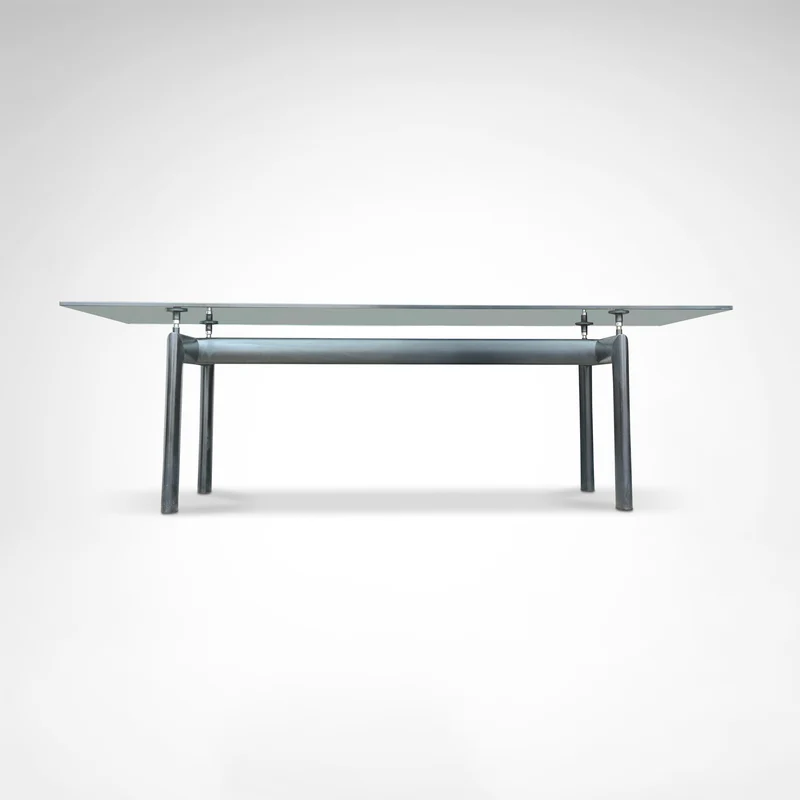 LC6 glass and metal dining table by Le Corbusier et al. for Cassina 1990s