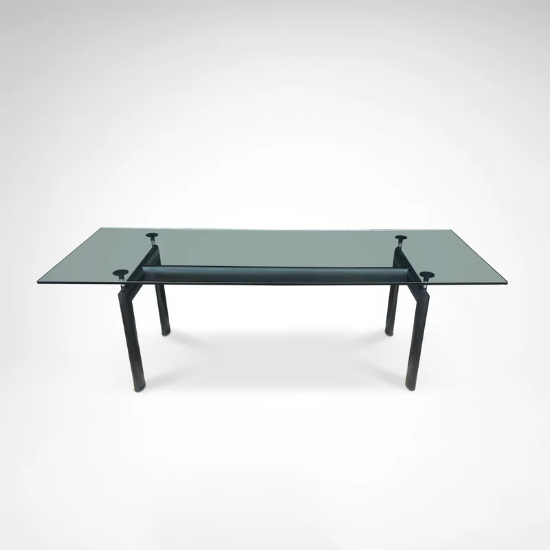 LC6 glass and metal dining table by Le Corbusier et al. for Cassina 1990s