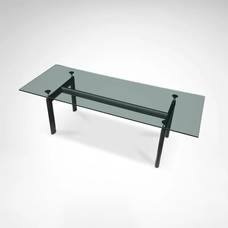 LC6 glass and metal dining table by Le Corbusier et al. for Cassina 1990s