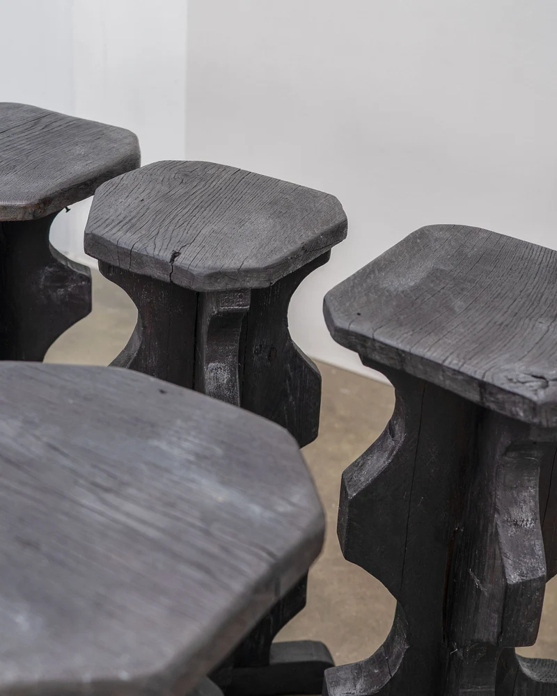 Sculptural Brutalist Bar Stools