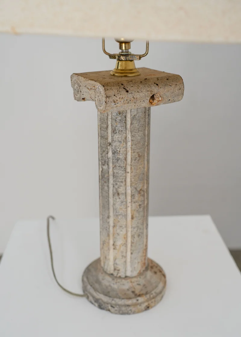 Vintage Postmodern Stone Column Table Lamp