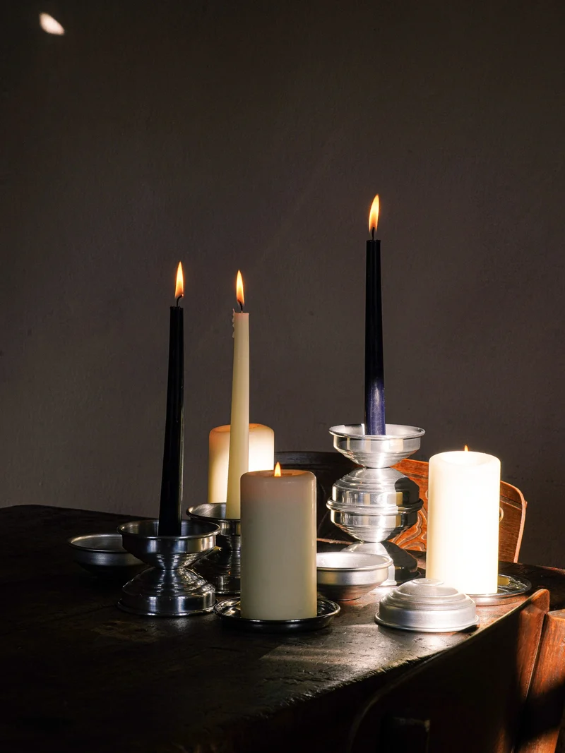 Art Deco Candle Holders in Metal and Polished aluminum