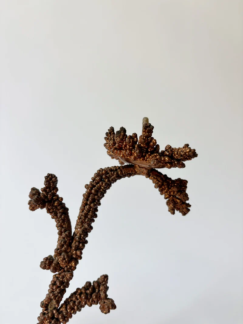 Metal Coral Form Candlestick, Brutalist Folk Art Poland