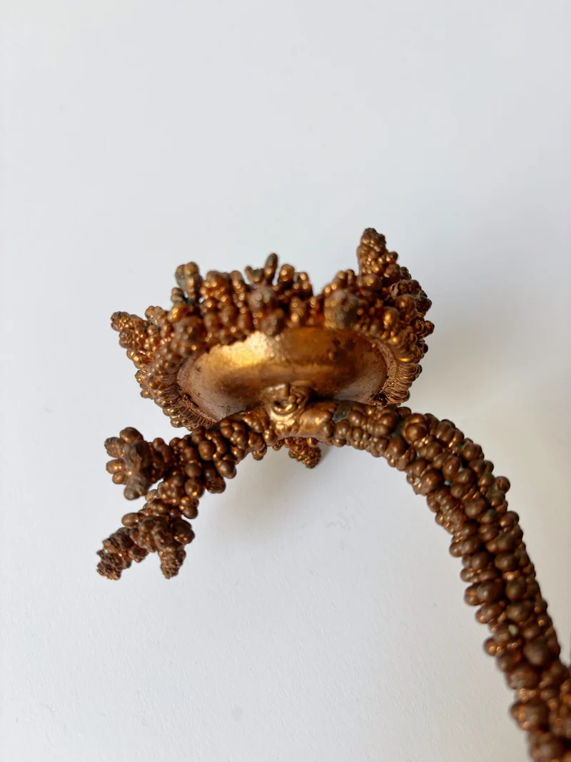 Metal Coral Form Candlestick, Brutalist Folk Art Poland