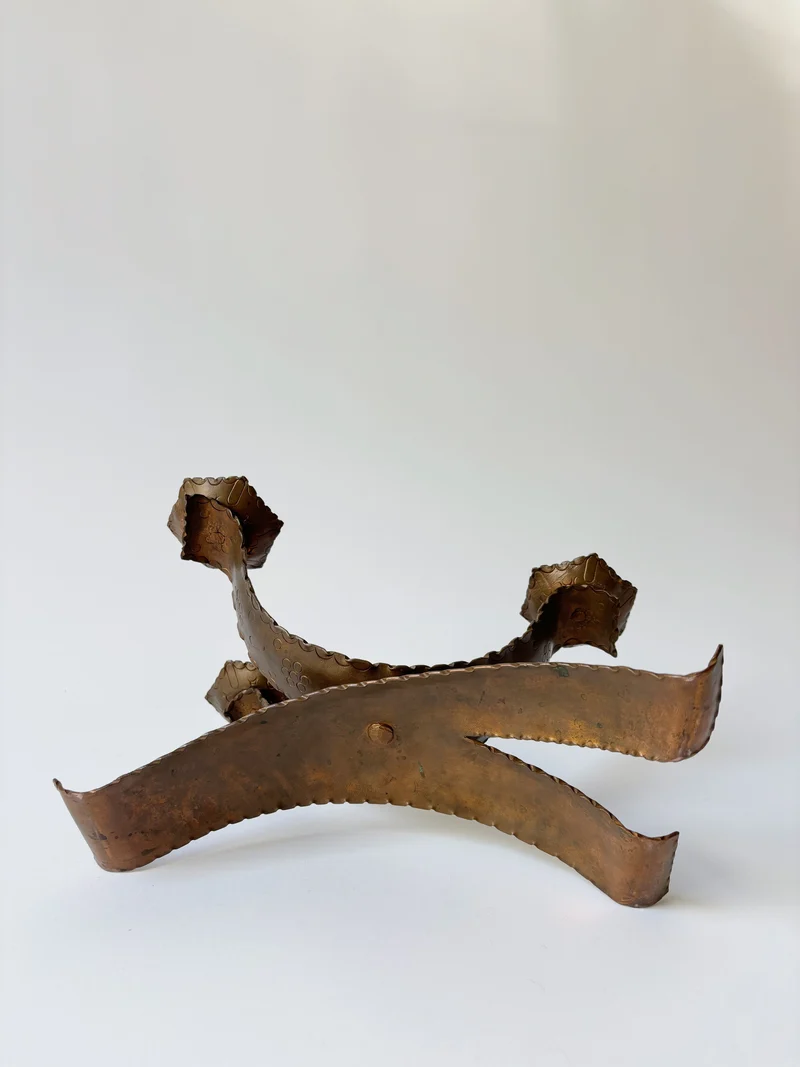 Large Metal Curved Artisan Candlestick, Poland